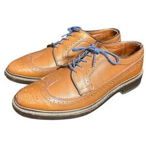 Allen Edmonds MacNeil Brown Leather‎ Long Wingtip Shoes Blue Laces Size 7D 9247